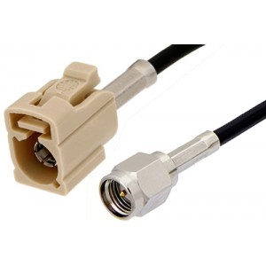 SMA Male to Beige FAKRA Jack Cable 12 Inch Length Using ET38358 Coax