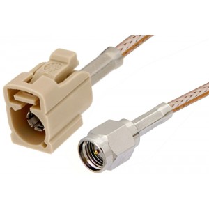 SMA Male to Beige FAKRA Jack Cable 12 Inch Length Using ET-RG316 Coax