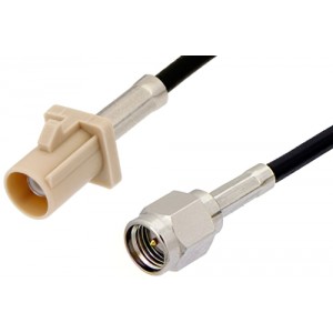 SMA Male to Beige FAKRA Plug Cable 12 Inch Length Using ET38358 Coax