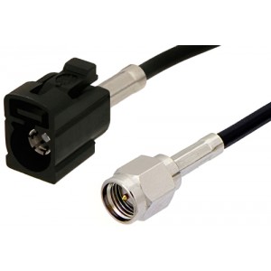 SMA Male to Black FAKRA Jack Cable 12 Inch Length Using ET38358 Coax