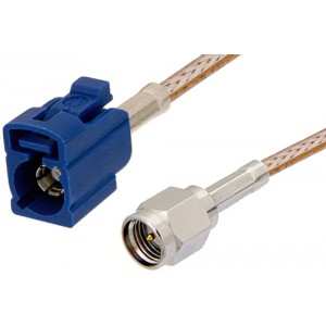 SMA Male to Blue FAKRA Jack Cable 12 Inch Length Using ET-RG316 Coax