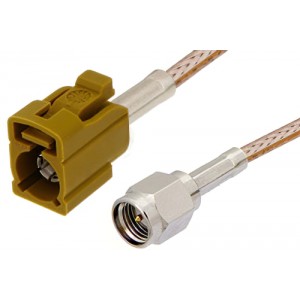 SMA Male to Curry FAKRA Jack Cable 12 Inch Length Using ET-RG316 Coax