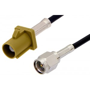 SMA Male to Curry FAKRA Plug Cable 12 Inch Length Using ET-RG174 Coax