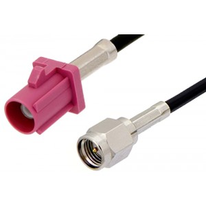 SMA Male to Violet FAKRA Plug Cable 12 Inch Length Using ET38358 Coax