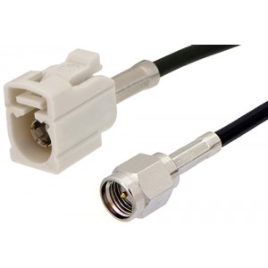 SMA Male to White FAKRA Jack Cable 12 Inch Length Using ET38358 Coax