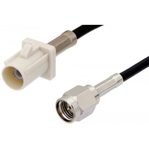 SMA Male to White FAKRA Plug Cable 12 Inch Length Using ET38358 Coax