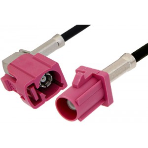 Violet FAKRA Plug to FAKRA Jack Right Angle Cable 12 Inch Length Using ET38358 Coax