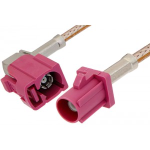 Violet FAKRA Plug to FAKRA Jack Right Angle Cable 12 Inch Length Using ET-RG316 Coax