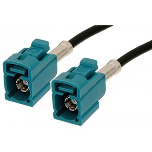 Water Blue FAKRA Jack to FAKRA Jack Cable 12 Inch Length Using ET-RG174 Coax