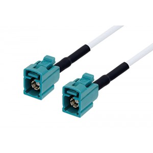 Water Blue FAKRA Jack to FAKRA Jack Cable 12 Inch Length Using ET-RG188 Coax with HeatShrink