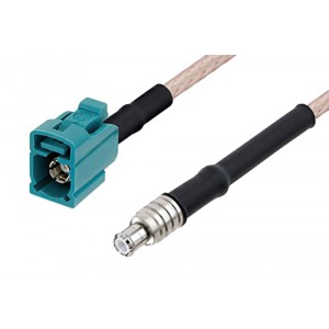 Water Blue FAKRA Jack to MCX Plug Cable 12 Inch Length Using ET-RG316 Coax with HeatShrink