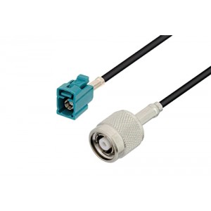 Water Blue FAKRA Jack to Reverse Polarity TNC Male Low Loss Cable 12 Inch Length Using ET-LMR-100 Coax