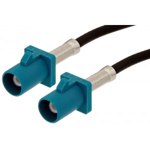 Water Blue FAKRA Plug to FAKRA Plug Cable 12 Inch Length Using ET38358 Coax