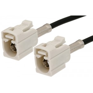 White FAKRA Jack to FAKRA Jack Cable 12 Inch Length Using ET38358 Coax