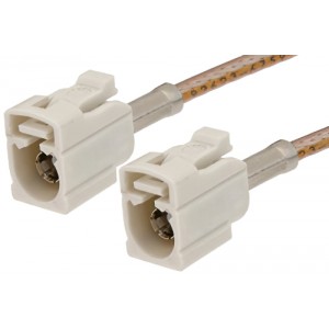 White FAKRA Jack to FAKRA Jack Cable 12 Inch Length Using ET-RG316 Coax