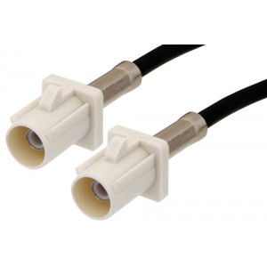 White FAKRA Plug to FAKRA Plug Cable 12 Inch Length Using ET38358 Coax