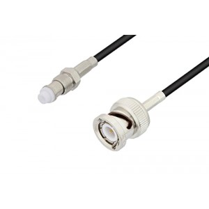 FME Jack to BNC Male Cable 12 Inch Length Using ET-RG174 Coax, LF Solder, RoHS