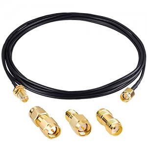 RF Coaxial Cable SMA Male to SMA Female Bulkhead ET-RG174 10ft/3m Cable with 3PCS RF Coax SMA Adapters