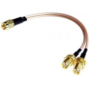 SMA Splitter Cable SMA Male to Dual SMA Female Wire Low Loss ET-RG316 Y Splitter Wire 4G LTE Antenna Adapter Splitter Cable 50 Ohm 17cm