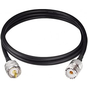 UHF PL259 Male to SO239 Female Low Loss Coaxial Cable 10ft/3m ET-RG58 for CB Radio Ham Radio Antenna Amateur Mobile Transceiver Walkie Talkie