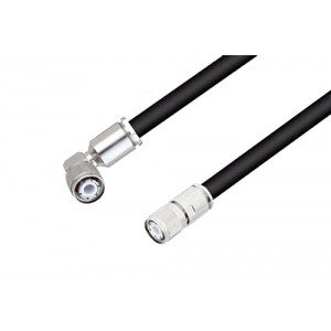 HN Male Right Angle to HN Male Cable 12 Inch Length Using ET-RG217 Coax , LF Solder