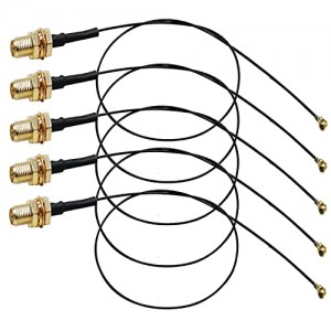 IPX to RP-SMA Female Extension Cable 0.81mm U.fl IPEX to RP SMA Female WiFi Antenna Cable 12inch (30cm) 5 Pack