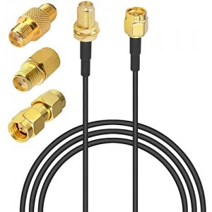 SMA Extension Cable 10ft SMA Male to SMA Female Coaxial Cable ET-RG174 and 3pcs SMA Male Female Connectors Kits