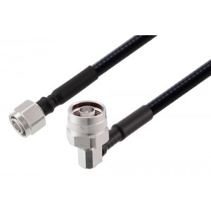 2.2-5 Male to N Male Right Angle Low PIM Cable 12 Inch Length Using 1/4 inch Superflexible Coax