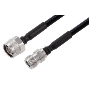 N Male to N Female Low PIM Cable 12 Inch Length Using 1/4 inch Superflexible Coax