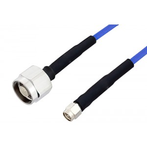 N Male to SMA Male LSZH Jacketed Low PIM Cable 100 cm Length Using SR402FLJ Low PIM Coax with HeatShrink, RoHS