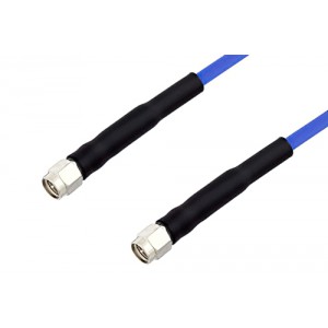 SMA Male to SMA Male LSZH Jacketed Low PIM Cable 100 cm Length Using SR402FLJ Low PIM Coax with HeatShrink, RoHS