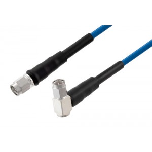 SMA Male to SMA Male Right Angle Low PIM Cable 12 Inch Length Using ET38400 Coax Using Times Microwave Components