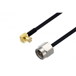 MCX Plug Right Angle to SMA Male Cable 12 Inch Length Using ET38323 Coax