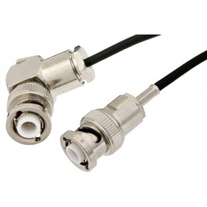 MHV Male to MHV Male Right Angle Cable 12 Inch Length Using ET-RG174 Coax