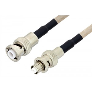 MHV Male to SHV Plug Cable 12 Inch Length Using ET-RG141 Coax , LF Solder