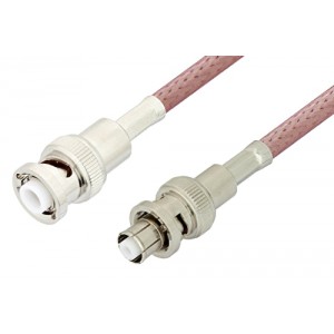 MHV Male to SHV Plug Cable 12 Inch Length Using ET-RG142 Coax, RoHS