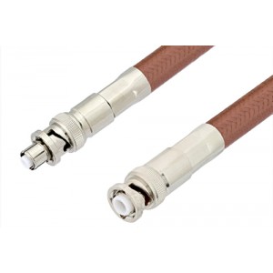 MHV Male to SHV Plug Cable 12 Inch Length Using ET-RG393 Coax, RoHS