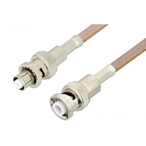 MHV Male to SHV Plug Cable 12 Inch Length Using ET-RG400 Coax, RoHS