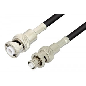 MHV Male to SHV Plug Cable 12 Inch Length Using ET-RG58 Coax