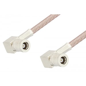 75 Ohm Mini SMB Plug Right Angle to 75 Ohm Mini SMB Plug Right Angle Cable 12 Inch Length Using 75 Ohm ET-RG179 Coax