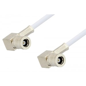 75 Ohm Mini SMB Plug Right Angle to 75 Ohm Mini SMB Plug Right Angle Cable 12 Inch Length Using 75 Ohm ET-RG187 Coax, RoHS