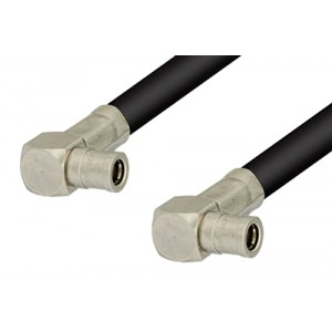 75 Ohm Mini SMB Plug Right Angle to 75 Ohm Mini SMB Plug Right Angle Cable 12 Inch Length Using 75 Ohm ET-RG59 Coax