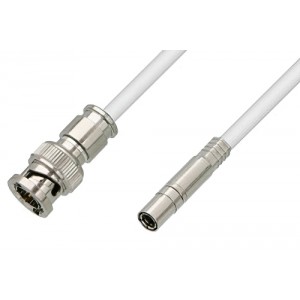 75 Ohm Mini SMB Plug to 75 Ohm BNC Male Cable 12 Inch Length Using 75 Ohm ET38345 White Coax