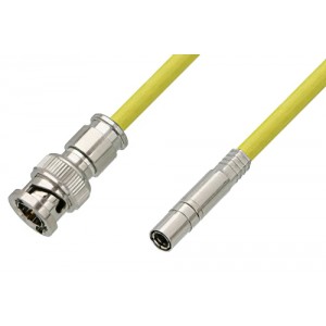 75 Ohm Mini SMB Plug to 75 Ohm BNC Male Cable 12 Inch Length Using 75 Ohm ET38344 Yellow Coax