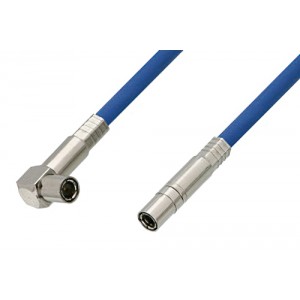 75 Ohm Mini SMB Plug to 75 Ohm Mini SMB Plug Right Angle Cable 12 Inch Length Using 75 Ohm ET38348 Blue Coax