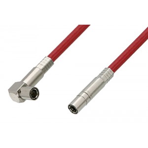 75 Ohm Mini SMB Plug to 75 Ohm Mini SMB Plug Right Angle Cable 12 Inch Length Using 75 Ohm ET38346 Red Coax