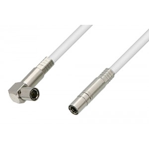 75 Ohm Mini SMB Plug to 75 Ohm Mini SMB Plug Right Angle Cable 12 Inch Length Using 75 Ohm ET38345 White Coax