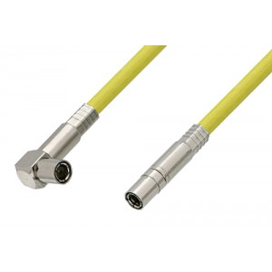 75 Ohm Mini SMB Plug to 75 Ohm Mini SMB Plug Right Angle Cable 12 Inch Length Using 75 Ohm ET38344 Yellow Coax