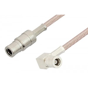 75 Ohm Mini SMB Plug to 75 Ohm Mini SMB Plug Right Angle Cable 12 Inch Length Using 75 Ohm ET-RG179 Coax