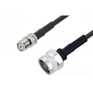 Mini UHF Female to N Male Cable 12 Inch Length Using ET38380 Coax with HeatShrink